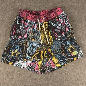 Slunks Swim Shorts Mens XS Multicolor Tiger Print Stretch Drawstring Pockets